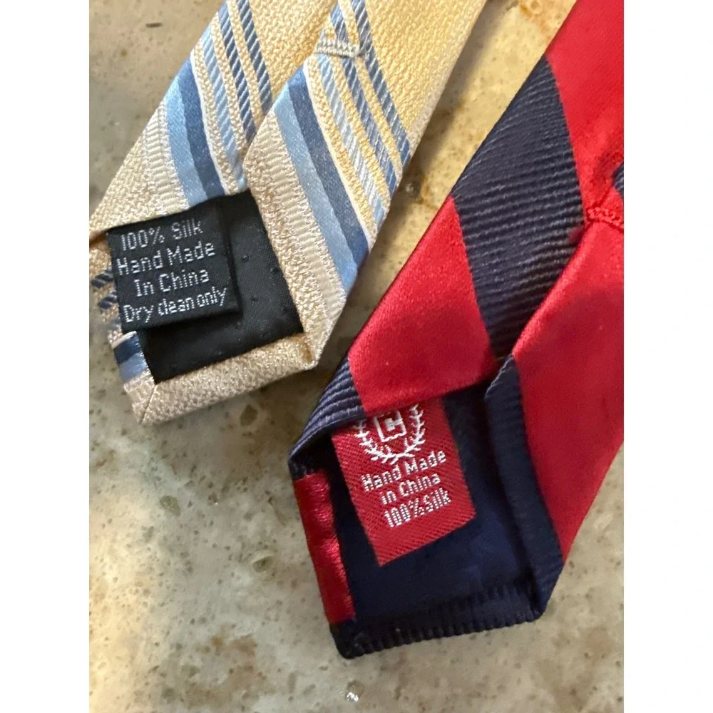 Pronto Uomo and Chaps Mens Silk‎ Tie Bundle Striped Gold Blue Red Navy 2 Pack